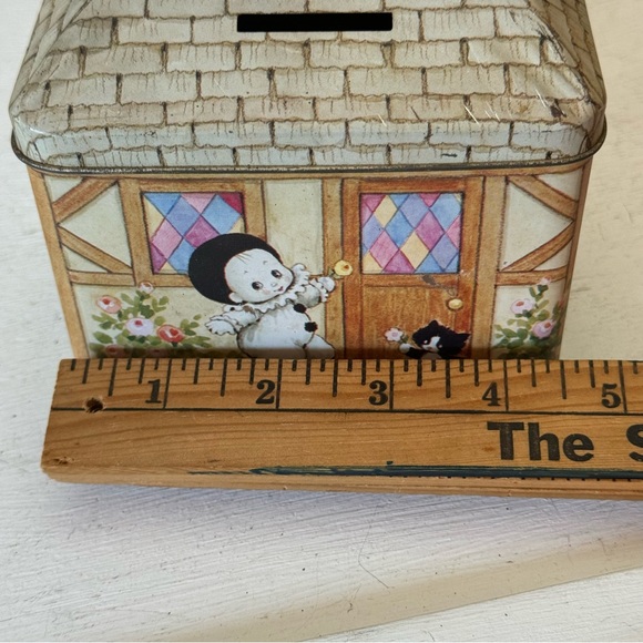 Vintage Morehead Inc Metal Tin Box Bank 1984 Enesco House Cottage Coin Bank - Picture 11 of 12